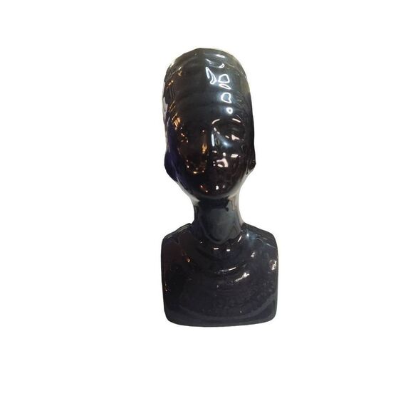 80s Bust Lady Egyptian African Shiny Sleek Decor Minimalist Vintage Shelf - Picture 1 of 4
